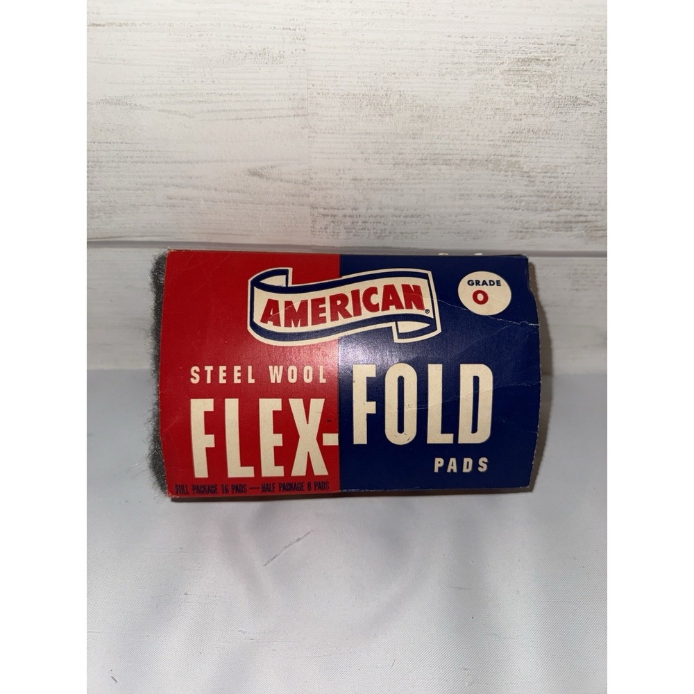 American Flex-Fold Steel Wool Box from 1950's, with Steel Wool
